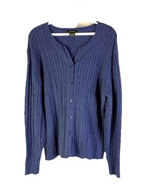 Deadstock VTG 90s Eddie Bauer Cotton Cable Knit Cardigan Sweater